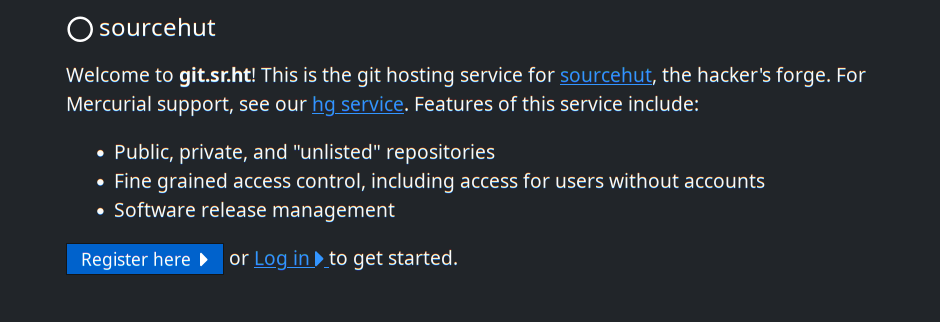 sourcehut-frontpage